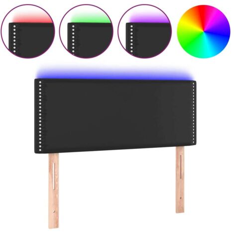 Tête de lit，Panneau décoratif à LED Noir 100x5x78/88 cm Similicuir CFW7684291