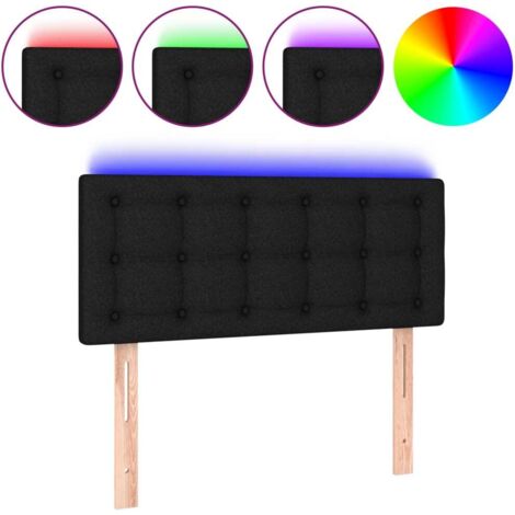 Tête de lit，Panneau décoratif à LED Noir 100x5x78/88 cm Tissu CFW6810847