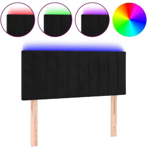 Tête de lit，Panneau décoratif à LED Noir 100x5x78/88 cm Velours CFW2462961