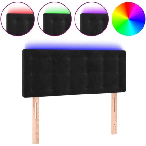 Tête de lit，Panneau décoratif à LED Noir 100x5x78/88 cm Velours CFW3305951