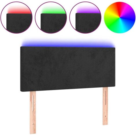 Tête de lit，Panneau décoratif à LED Noir 100x5x78/88 cm Velours CFW5901505