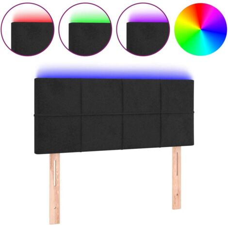 Tête de lit，Panneau décoratif à LED Noir 100x5x78/88 cm Velours CFW9504113