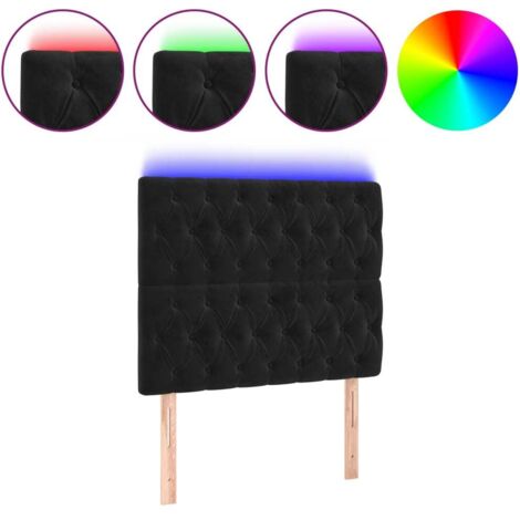 Tête de lit，Panneau décoratif à LED Noir 100x7x118/128 cm Velours CFW7760680