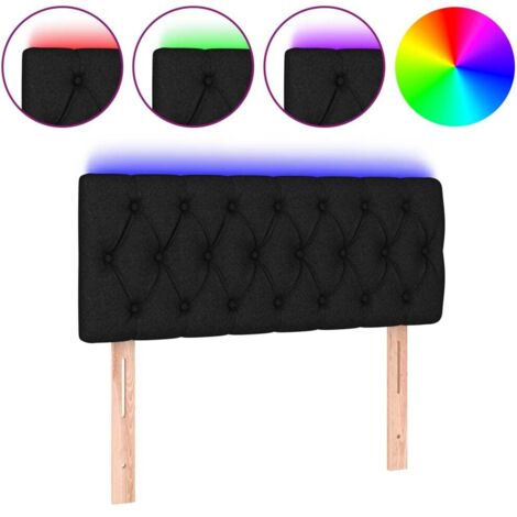 Tête de lit，Panneau décoratif à LED Noir 100x7x78/88 cm Tissu CFW3702200