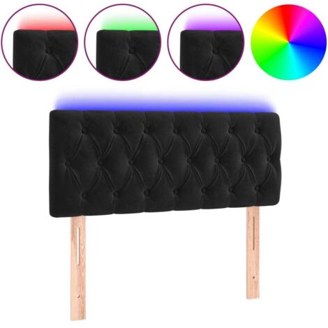 Tête de lit，Panneau décoratif à LED Noir 100x7x78/88 cm Velours CFW5894398