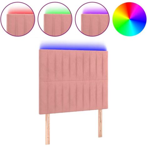 Tête de lit，Panneau décoratif à LED Rose 100x5x118/128 cm Velours CFW2809438