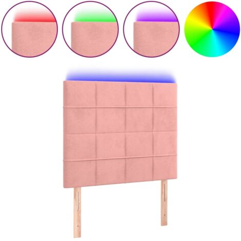 Tête de lit，Panneau décoratif à LED Rose 100x5x118/128 cm Velours CFW7575279