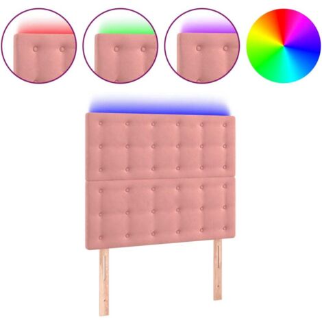 Tête de lit，Panneau décoratif à LED Rose 100x5x118/128 cm Velours CFW8992610