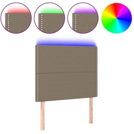 Tête de lit，Panneau décoratif à LED Taupe 100x5x118/128 cm Tissu CFW4451195