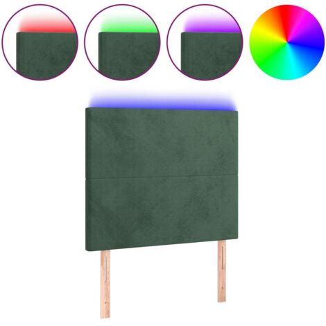Tête de lit，Panneau décoratif à LED Vert foncé 100x5x118/128 cm Velours CFW1600428