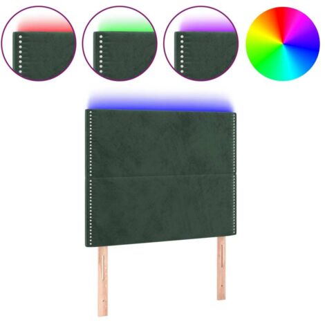 Tête de lit，Panneau décoratif à LED Vert foncé 100x5x118/128 cm Velours CFW3946308