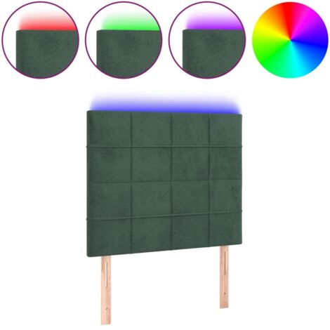 Tête de lit，Panneau décoratif à LED Vert foncé 100x5x118/128 cm Velours CFW6365818