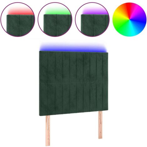 Tête de lit，Panneau décoratif à LED Vert foncé 100x5x118/128 cm Velours CFW7511535
