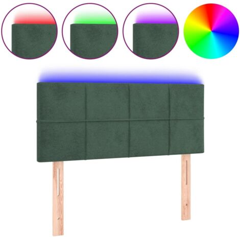 Tête de lit，Panneau décoratif à LED Vert foncé 100x5x78/88 cm Velours CFW1522171