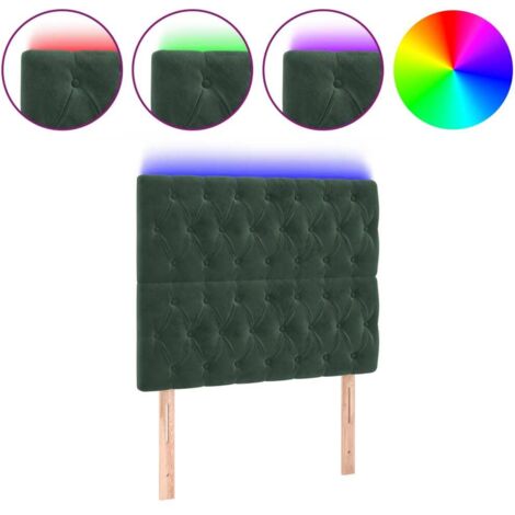 Tête de lit，Panneau décoratif à LED Vert foncé 100x7x118/128 cm Velours CFW6433616