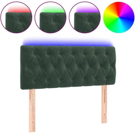 Tête de lit，Panneau décoratif à LED Vert foncé 100x7x78/88 cm Velours CFW7894433