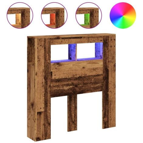 Tête de lit，Panneau décoratif à LED vieux bois 100x18,5x103,5cm bois d'ingénierie CFW6286793