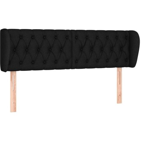 Tête de lit，Panneau décoratif avec oreilles Noir 163x23x78/88 cm Tissu CFW6439370