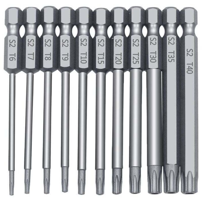 Gotrays - Tête de lot creuse poignée hexagonale tête de tournevis torx avec trou moyen jeu de têtes de tournevis six étoiles S2 matériel-1pcs-11pc