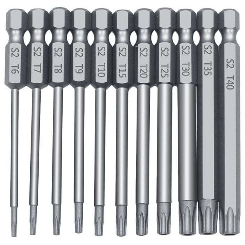 Tête de lot creuse poignée hexagonale tête de tournevis torx avec trou moyen jeu de têtes de tournevis six étoiles S2 matériel-1pcs-11pc tête de lot
