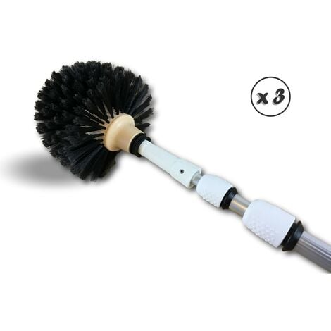 Tête de loup balai brosse boule  Manche télescopique aluminium - Quantité x 3 - Tête de loup PRO manché 3,8 m
