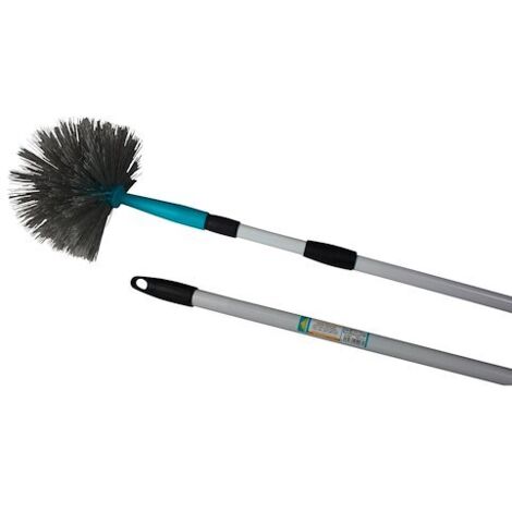 Tête de loup pour balai à poussière – Manche télescopique en métal vernis jusqu'à 1,70m – Nettoyage angles et plafonds – Rozenbal
