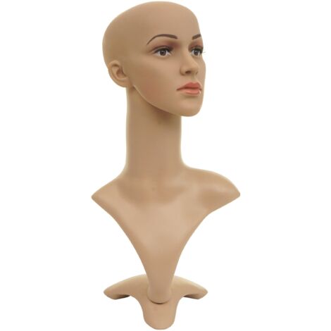 Tête de mannequin pivote à 360° présentation de perruques bijoux lunettes femme 55 cm 040008614