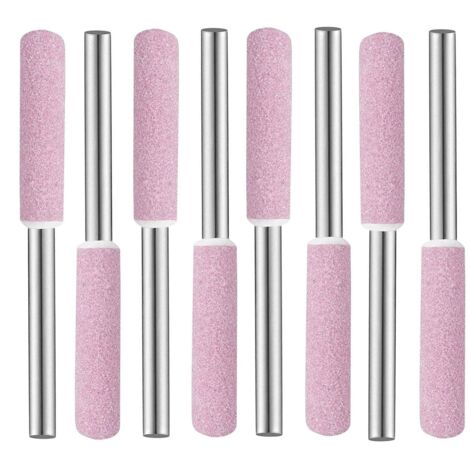 Tête de Polissage de Meulage, 8 pcs Meules Pierres Abrasives,Meule sur Tige, Tige Abrasive,Affûteuses Chainsaw, Limes d'affûtage pour Tronçonneuse 4 mm en Diamant pour Affûter les Tronçonneuses