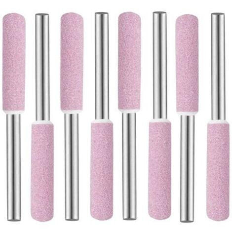 Tête de Polissage de Meulage, 8 pcs Meules Pierres Abrasives,Meule sur Tige, Tige Abrasive,Affûteuses Chainsaw, Limes d'affûtage pour Tronçonneuse 4 mm en Diamant pour Affûter les Tronçonneuses
