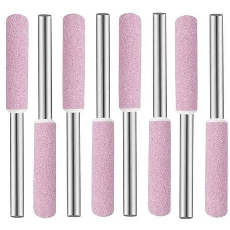 Tête de Polissage de Meulage, 8 pcs Meules Pierres Abrasives,Meule sur Tige, Tige Abrasive,Affûteuses Chainsaw, Limes d'affûtage pour Tronçonneuse 4 mm en Diamant pour Affûter les Tronçonneuses