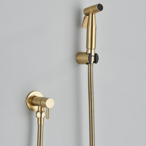 Tête de pulvérisation de bidet à main en acier inoxydable pour salle de bain ou toilettes, pistolet pulvérisateur multifonction pour salle de bain,Or brossé