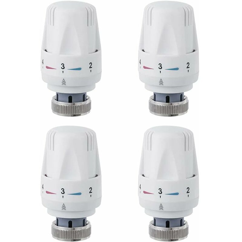 Alovez - Tête De Radiateur, 4 Pièces Tête De Vanne De Radiateur, M30 x 1.5 Robinet Thermostatique Radiateur, Tête Thermostatique Pour Lavabo Salle De