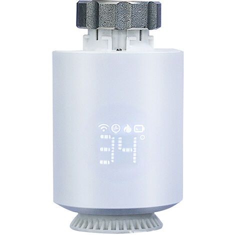 Tête de radiateur intelligente, vanne thermostat connectée programmable, thermostat de radiateur électrique connecté Alexa/Google Assistant, compatible avec l'appli Smart Life/Tuya.