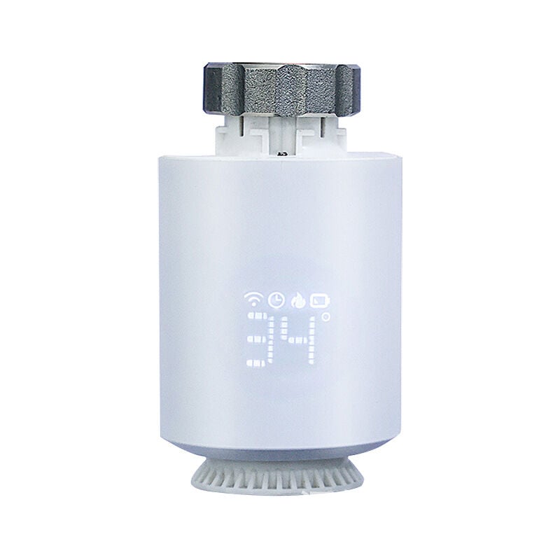 Tête de radiateur intelligente, vanne thermostat connectée programmable, thermostat de radiateur électrique connecté Alexa/Google Assistant,