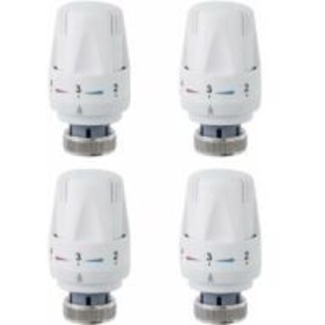Tête de radiateur, tête de vanne de radiateur 4 pièces, vanne de radiateur thermostatique M30 x 1,5, tête thermostatique d'évier de toilette de salle de bains