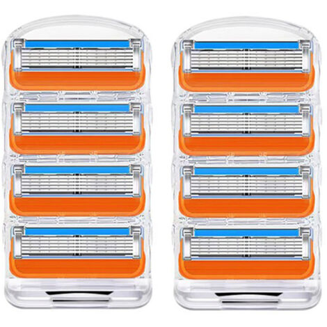 Tête de rasoir 5 lames orange - Compatible avec systèmes rasage Gillette (2 cartouches de 4 lames, 56 g)
