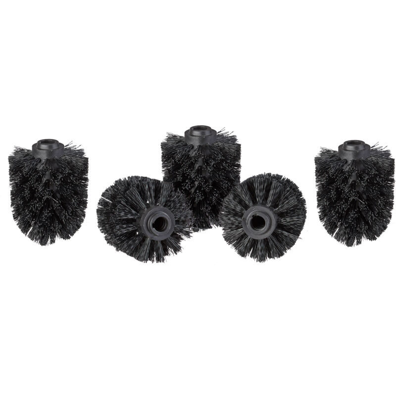 Lot de 10 têtes de rechange pour brosse wc, orifice intérieur 12 mm, Diamètre 8 cm, plastique, noir