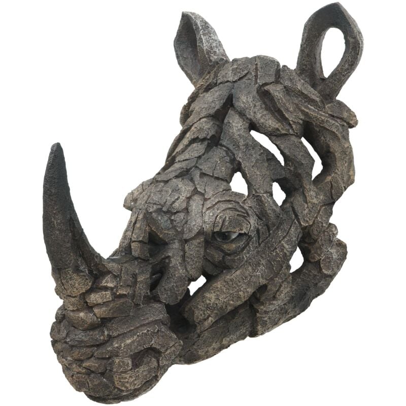 Tête de rhinocéros décorative décoration murale trophée en polyrésine intérieure et extérieure 26 cm 040008615
