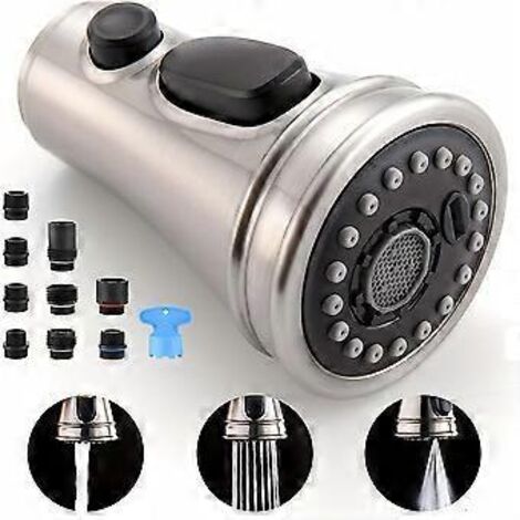 Tête de robinet de cuisine de rechange à 3 jets, douchette extractible pour mitigeur de cuisine universel G1/2, tête de douchette pour robinet de cuisine, remplacement pour robinet de cuisine