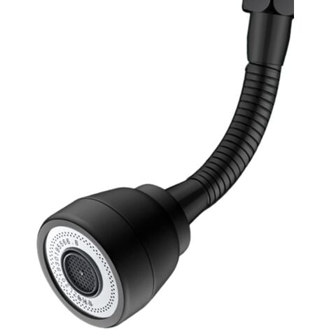 LAFOMUKEA Tête de Robinet rotative à 360°, rallonge de Robinet de Cuisine Anti-éclaboussures avec 3 Modes d'économie d'eau, tête de Robinet en cuivre Noir