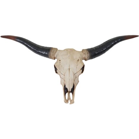 Tête de taureau décoration murale 75cm trophée longhorn en polyrésine intérieur/extérieur naturel - or