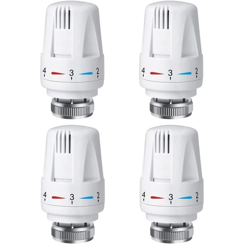 Tête de thermostat Thermostat 4 pièces m 30 x 1,5 Tête de rechange pour vanne de radiateur avec réglage antigel