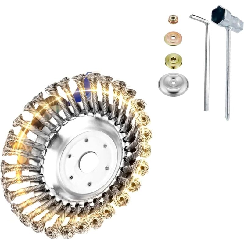 Tête de tondeuse avec matériel de montage, coupe-herbe à brosse métallique, 6 po, 150 x 25,4 mm, noir/métallique, manuel