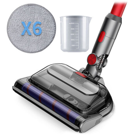 Tête de vadrouille, accessoire de vadrouille pour l'aspirateur Dyson V15 V11 V10 V8 V7, accessoire de vadrouille avec réservoir amovible, brosse douce amovible pour sols lisses, 6 tampons de vadrouill