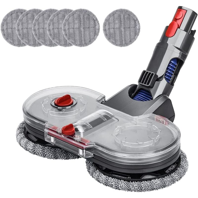 Bluedeer - Tête de Vadrouille Electrique pour Dyson aspirateur Stick V7 V8 V10 V11 avec Réservoir d'eau Amovible, 6 Vadrouille Lavable(Gris)