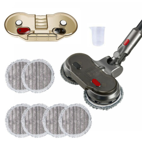 Tête de Vadrouille Electrique pour Dyson V7 / V8 / V10 / V11 / V15 Aspirateur, Vadrouille dyson Sol électrique avec Réservoir d'eau Amovible et 6 Vadrouilles Lavables (Gris)