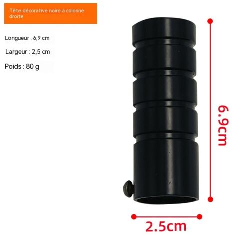 Tête décorative de tringle à rideaux romaine en fer forgé, style colonne droite noire, accessoires pour tringle à rideaux.