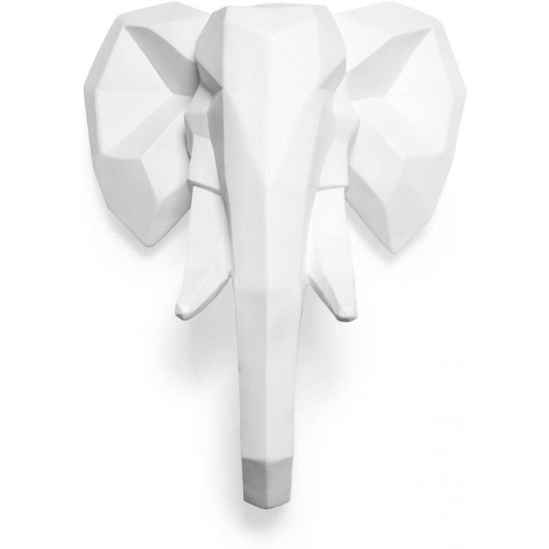 Tête d'éléphant Origami - Résine Blanc