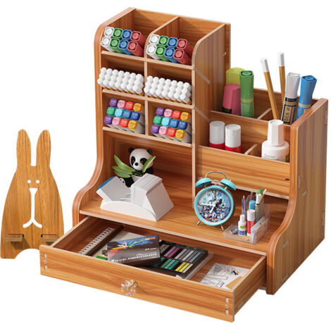 Tête en bois pot de stylo bureau fournitures boîte de rangement articles de bureau boîte de tri bric-à-brac chambre d'étudiant porte-stylo