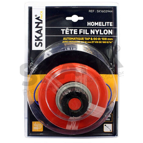 Tête Fil Nylon à Déroulement Automatique 2 Fils Pour Désherbeuses Homelite. Hexagone De 16 Mm Avec Vis De 18g5/16''. Pour Modèle
